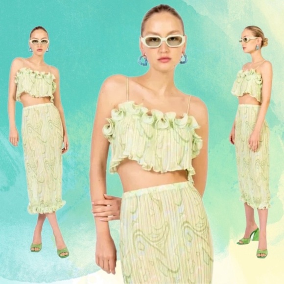 ronny kobo sanabelle  top in sage multi swirl print m new with tags - Picture 2 of 5